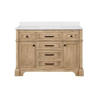 Home Decorators Collection Melpark 48 in. W x 22 in. D Bath Vanity in Antique Oak with Cultured M... | The Home Depot