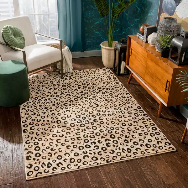 Well Woven Leopard Animal Prints Black Area Rug - 6'7 x 9'3 | Bed Bath & Beyond