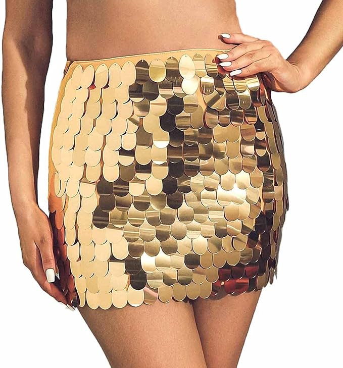 GRAEEN Sequin Dance Skirt Belly Hip Skirt Rave Fringe Skirt Outfits Party Costume Performance Ski... | Amazon (US)