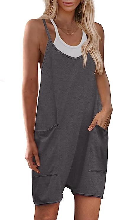 Yanekop Womens Loose Overalls V Neck Sleeveless Romper Spaghetti Strap Harem Short Pants Jumpsuit... | Amazon (US)