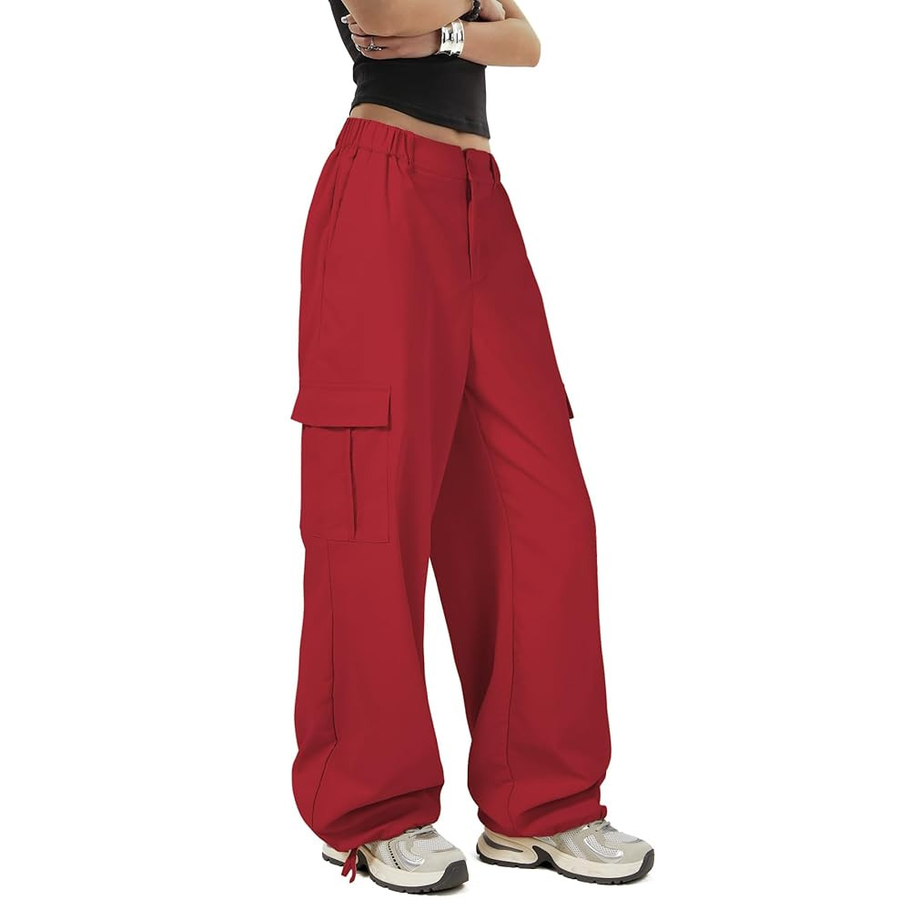 Zando Cargo Pants Women Y2K Baggy Cargo Pants Parachute Pants Trendy Stretchy High Waist Wide Leg... | Amazon (US)