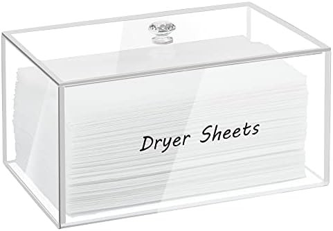 Acrylic Dryer Sheet Holder with Lid, Clear Laundry Sheets Container, Storage Box for Laundry Room... | Amazon (US)