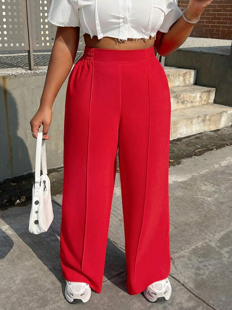 SHEIN EZwear Plus Size Women's Fashionable Solid Color Loose Pants | SHEIN