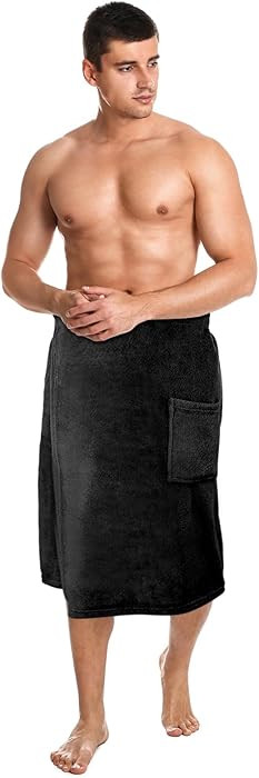 Tudomro 1 Pcs Men's Bath Wrap Towel X-Large Shower Adjustable Terry Body Spa Towel with Pocket Af... | Amazon (US)