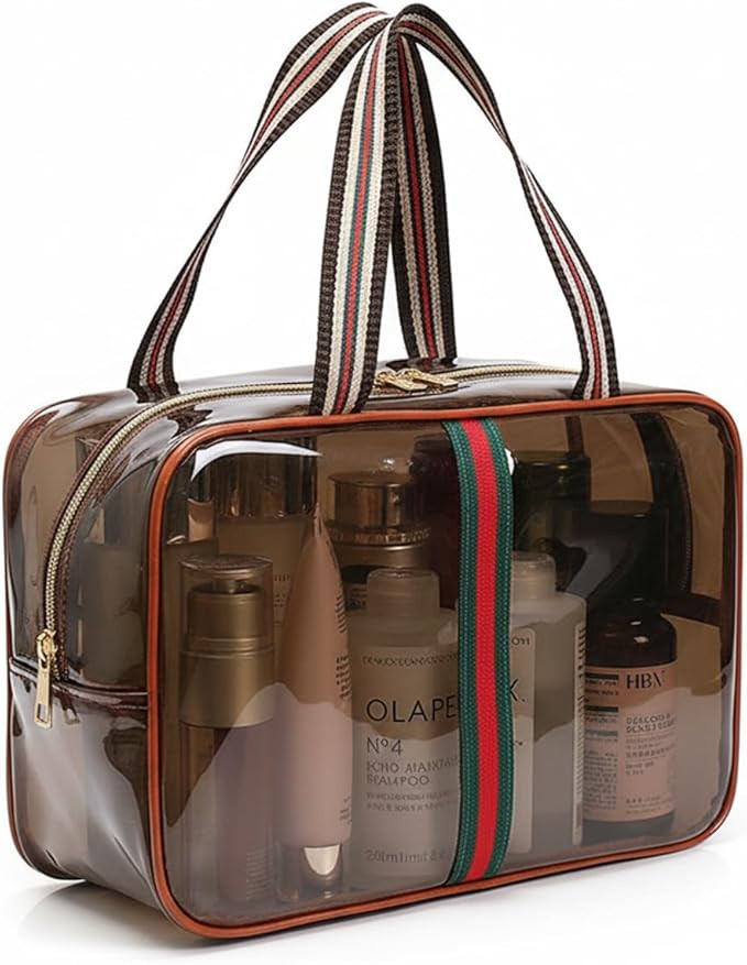 New Retro Vintage Clear Makeup Bag - Waterproof Large-Capacity Zipper Toiletry Organizer for Wome... | Amazon (US)