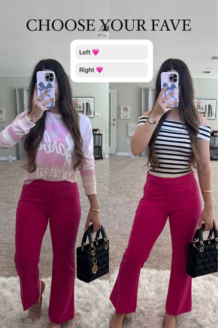 Choose your favorite: left or right. Loving this pink trouser moment. Xoxo

Barbie trend / pink trousers / pink fashion / pink outfits / Pinterest aesthetic / twenties girl style / classic style / barbie university / Macys finds / pink outfits / spring outfit ideas
#barbiestyle #barbiecore #coquette #pinkoutfit #classicstyle #classicstyles #fashionguide #styleguides #trouser #trousers #classicoutfit #trendyoutfits #outfitguide #ltkworkwear #ltksalealert #macys #macysdeals #workwearstyle #chicoutfit #streetweardaily #chicstreetstyle #streetstylelook #streetstyleinspirations

#LTKsalealert #LTKworkwear #LTKfindsunder100