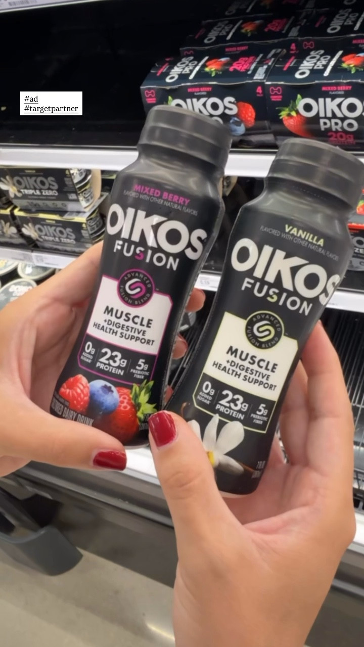#AD New Target finds that you’re absolutely going to love! I found the new @oikos Fusion Drink on my last @target run and it’s already become a staple in my refrigerator.  3 flavors (Mixed Berry, Vanilla and Strawberry) that have 23g of protein per bottle + 5g of prebiotic fiber that supports digestive health. It’s my new go-to in between workouts. The patented Advanced Fusion Blend helps build and retain muscle during weight loss as well*. It tastes great too! Comment SHOP and I’ll send the link directly to your inbox #oikosstrong #oikostarget #targetpartner #targetfinds 

**Contains whey, leucine, and vitamin D which, together with exercise and a balanced diet, help maintain muscles. Not a low calorie food**


#LTKfoodie #LTKfitnessgoals #LTKActive