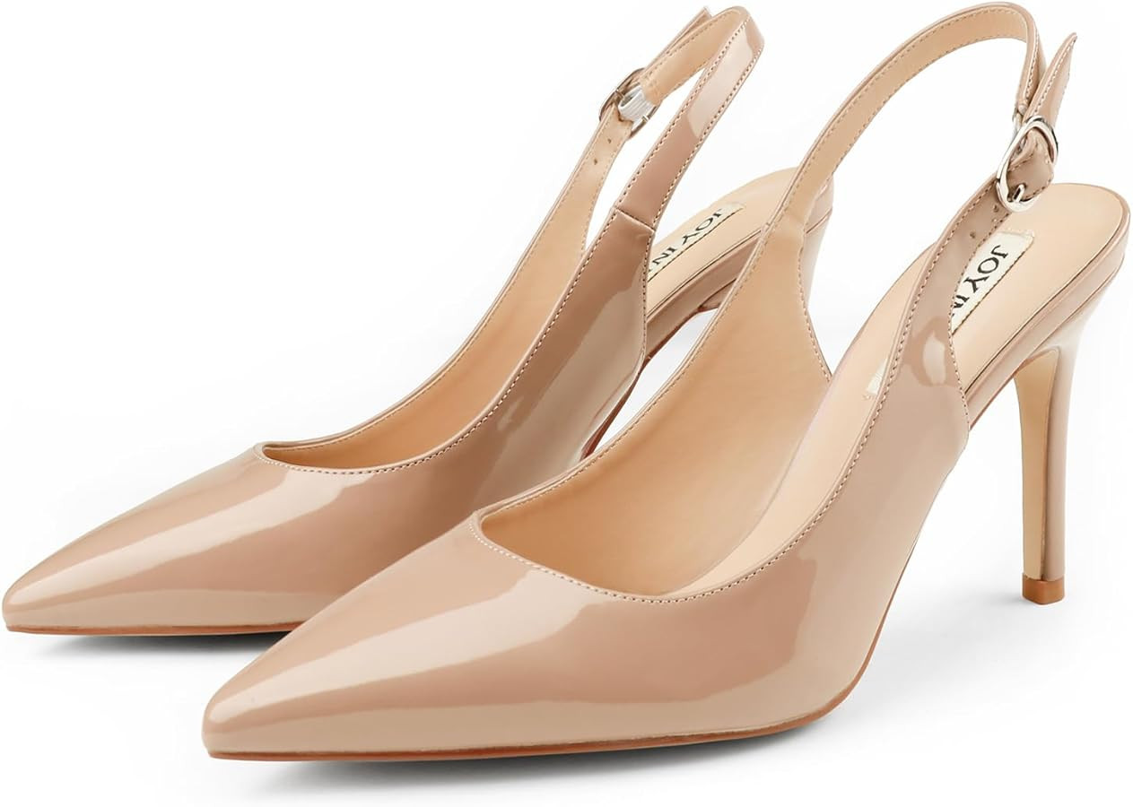 JOY IN LOVE Womens Slingback High Heels Stiletto Pointed Closed Toe Pumps | Amazon (US)