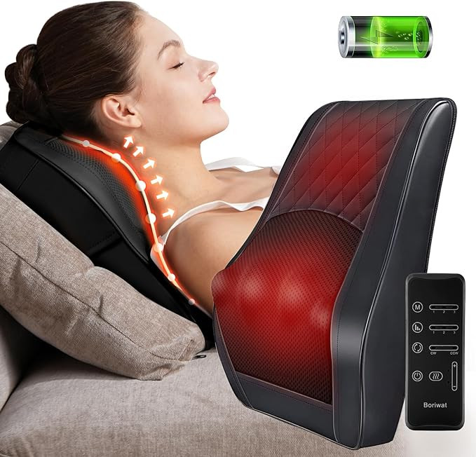 Boriwat Cordless Neck Massager with Heat, Back Massager with Wireless Remote, 3D Kneading Massage... | Amazon (US)
