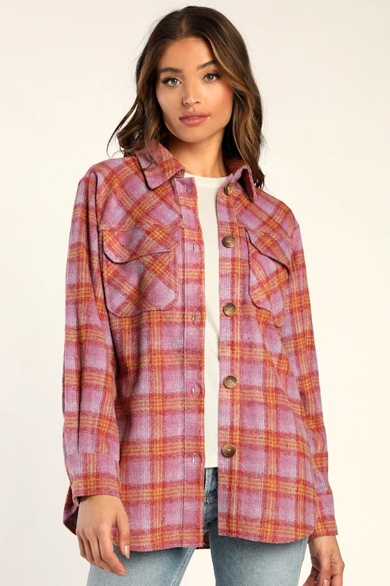 Brooklyn Dusty Purple Plaid Shacket | Lulus (US)
