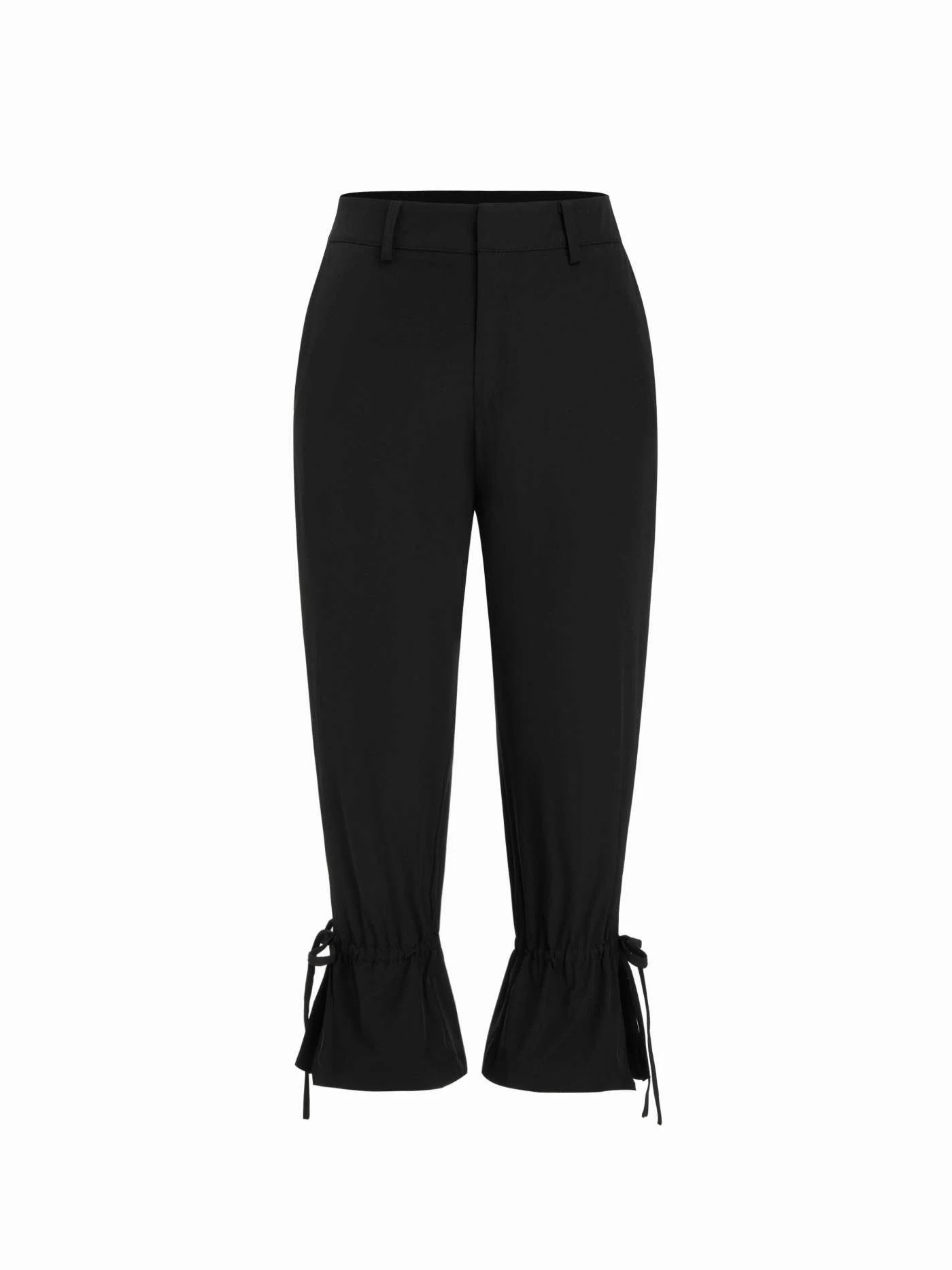Woven Low Rise Drawstring Split Flared Capri Trousers For Daily Casual Date Work | Cider
