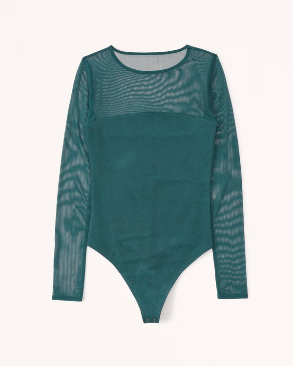 Long-Sleeve Mesh Crew Bodysuit | Abercrombie & Fitch (US)