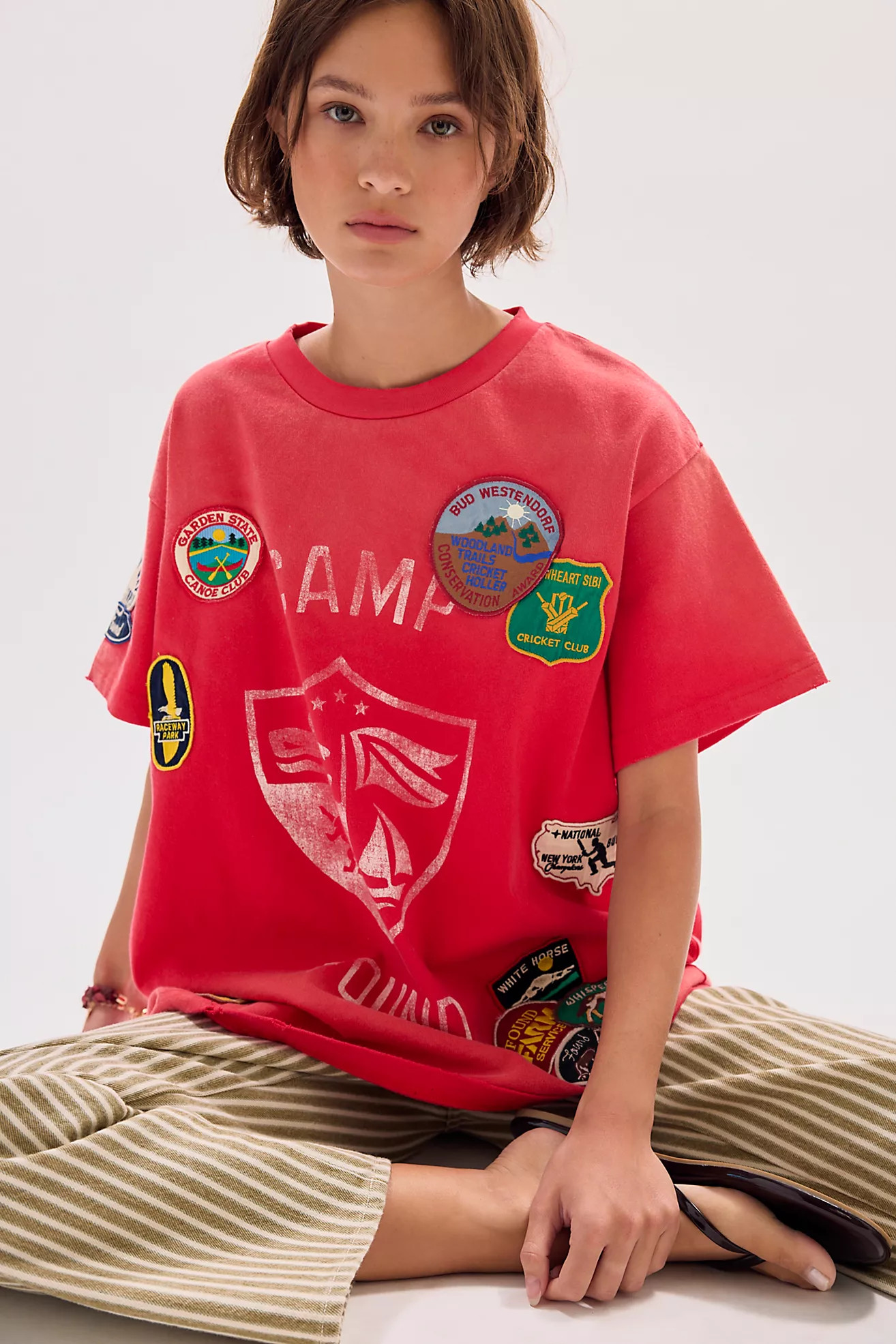Found Embroidered Patches Camp Tee | Free People (Global - UK&FR Excluded)