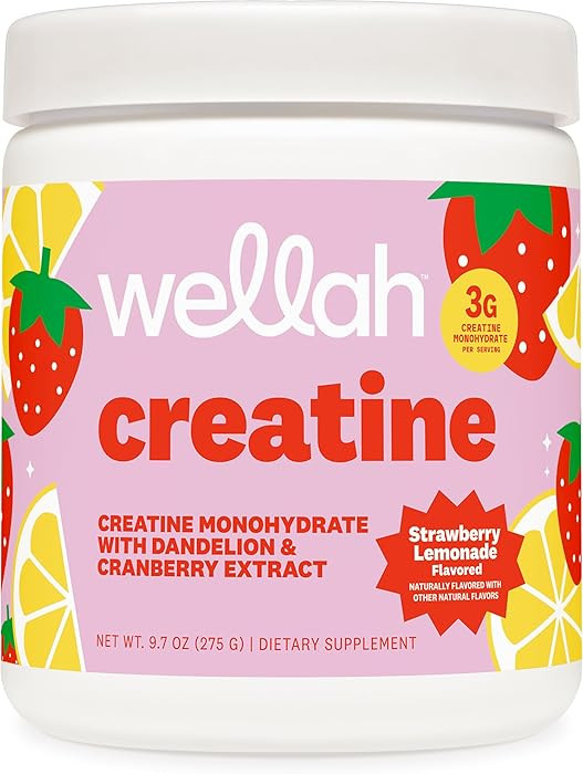 Wellah Creatine Monohydrate with Dandelion & Cranberry Extract (50 Servings, Strawberry Lemonade) | Amazon (US)