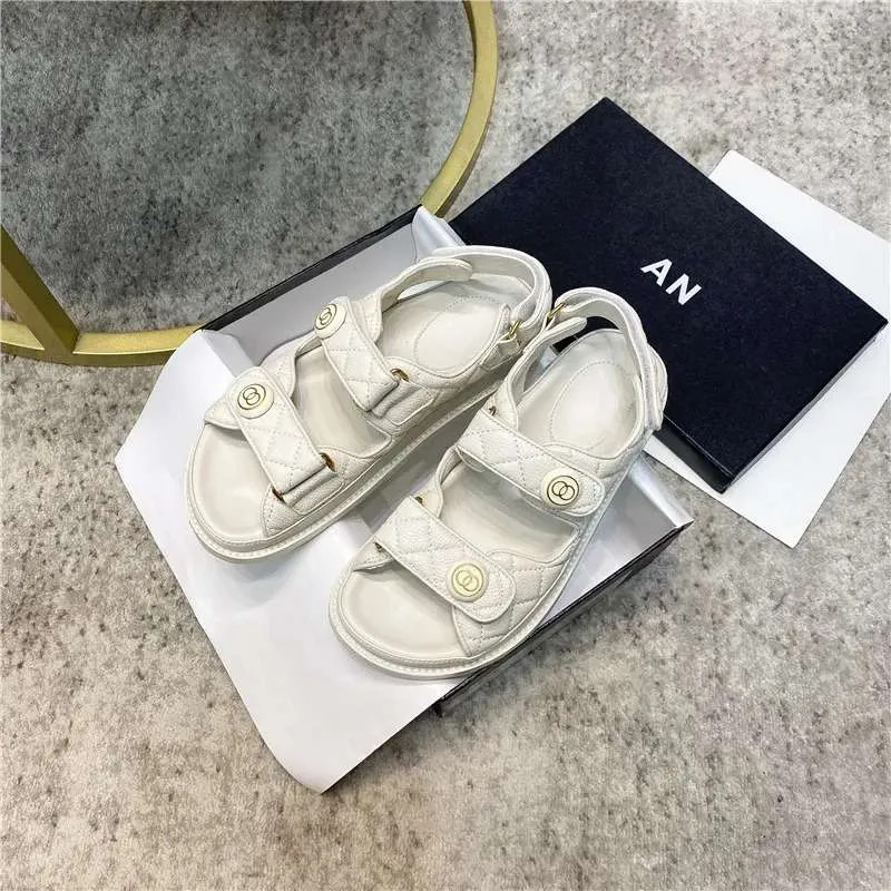 Free Delivery Velcro Women Sandals 2023 Designer casual slippers new outer wear printed buckle fl... | DHGate