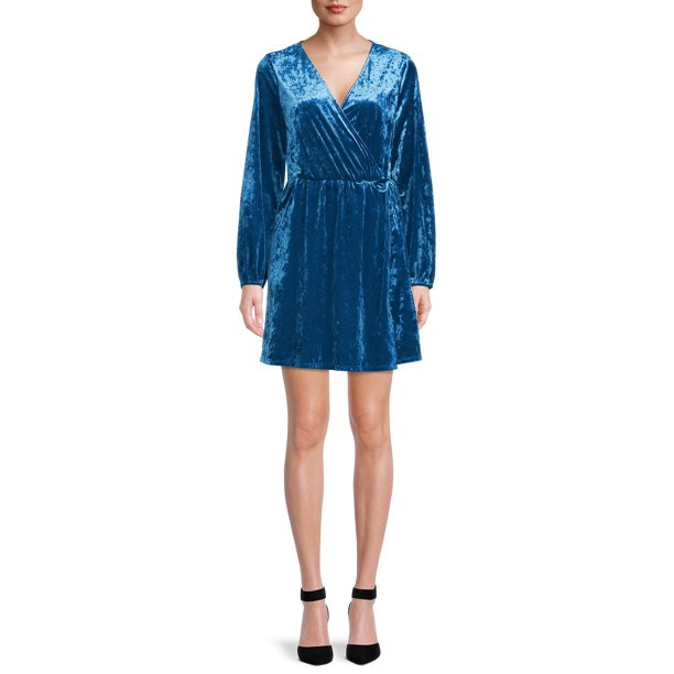 The Get Women's Velvet Wrap Mini Dress - Walmart.com | Walmart (US)