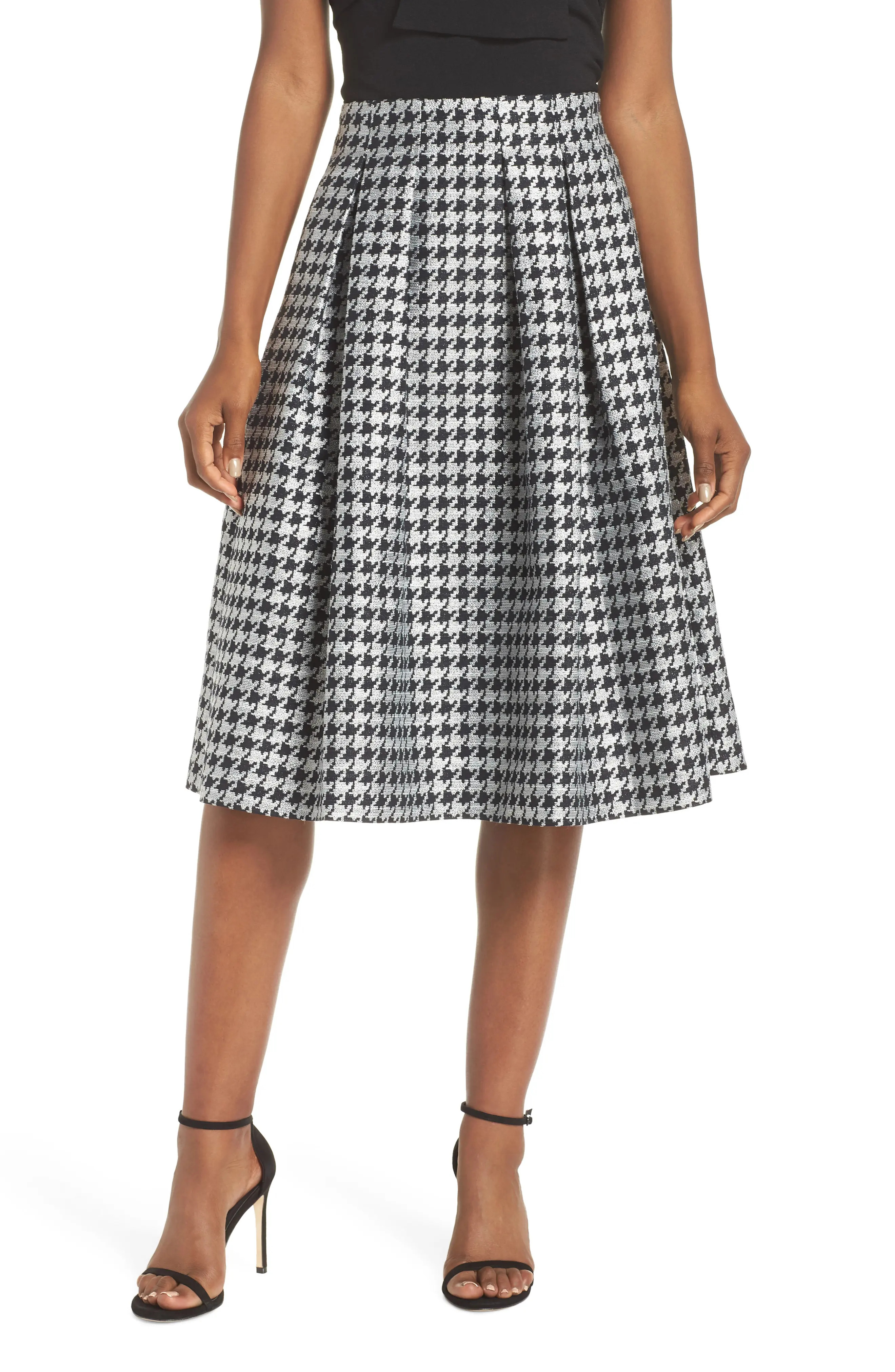 Women's Eliza J Houndstooth Pleated Skirt | Nordstrom