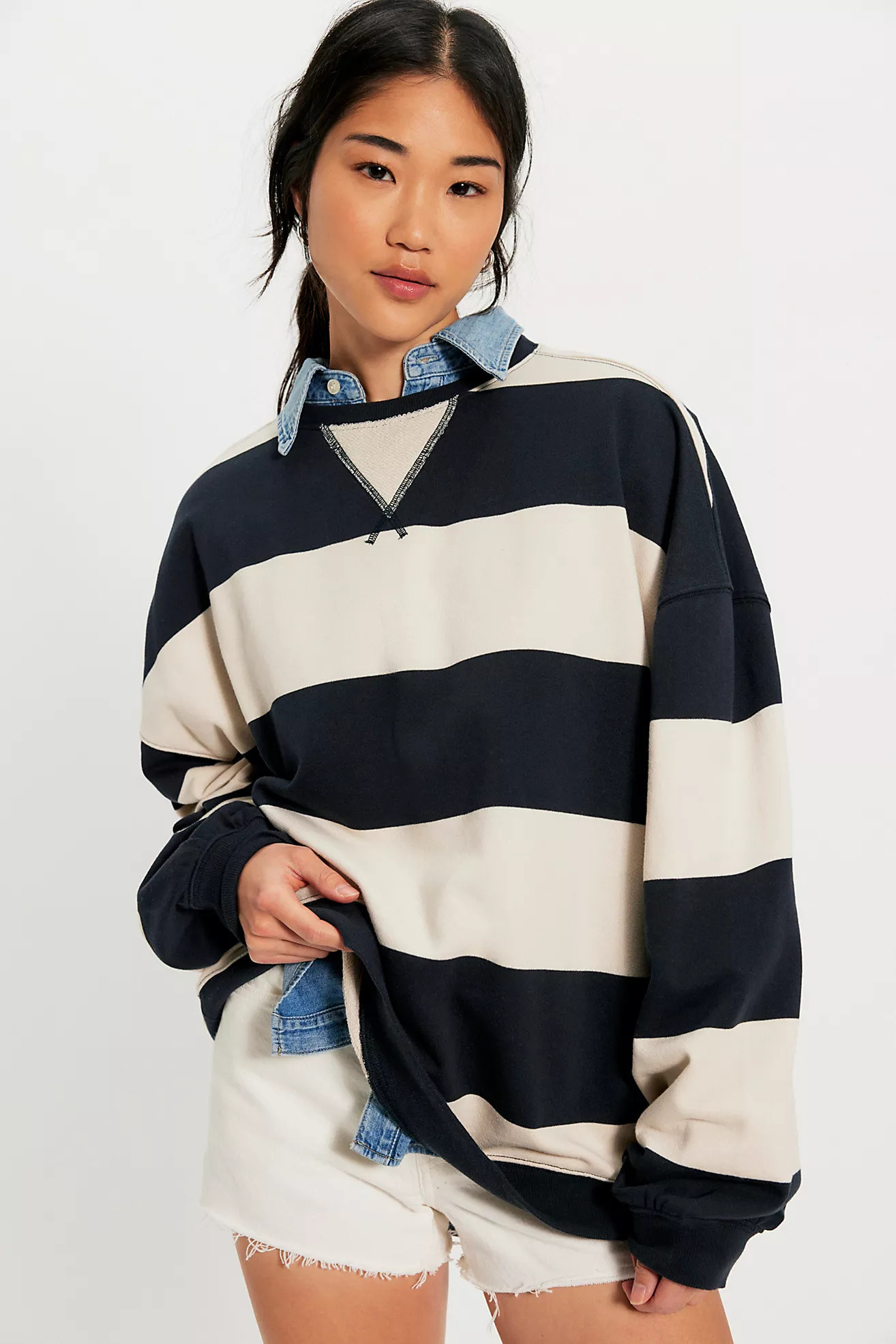 We The Free Classic Striped Oversized Crewneck | Free People (Global - UK&FR Excluded)