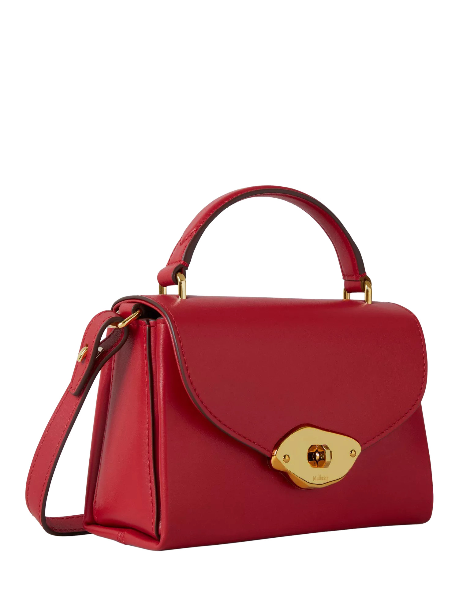 MulberrySmall Lana Gloss Leather Top Handle Bag, Scarlet Red | John Lewis (UK)
