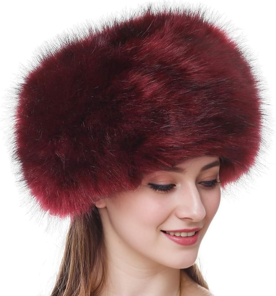 Women's Faux Fur Hat for Winter Warm Plush Fuzzy Cossack Russian Style Hat Warm Fuzzy Fluffy Buck... | Amazon (US)