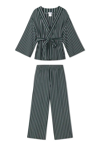 DreamKnit Kimono Pajama Set in Conifer Stripe | Lake Pajamas