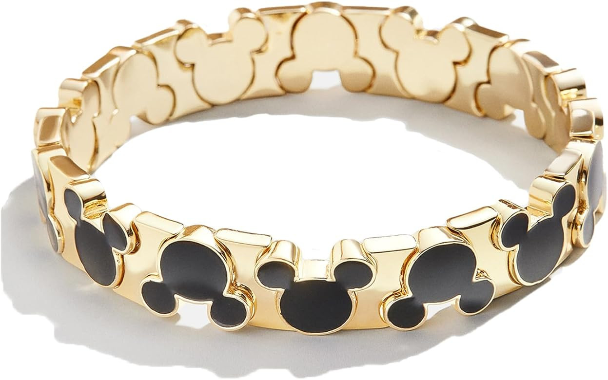 BaubleBar Mickey Mouse Disney Puzzle Piece Bracelet - Gold-Plated Stretch Bracelet with Repeating... | Amazon (US)