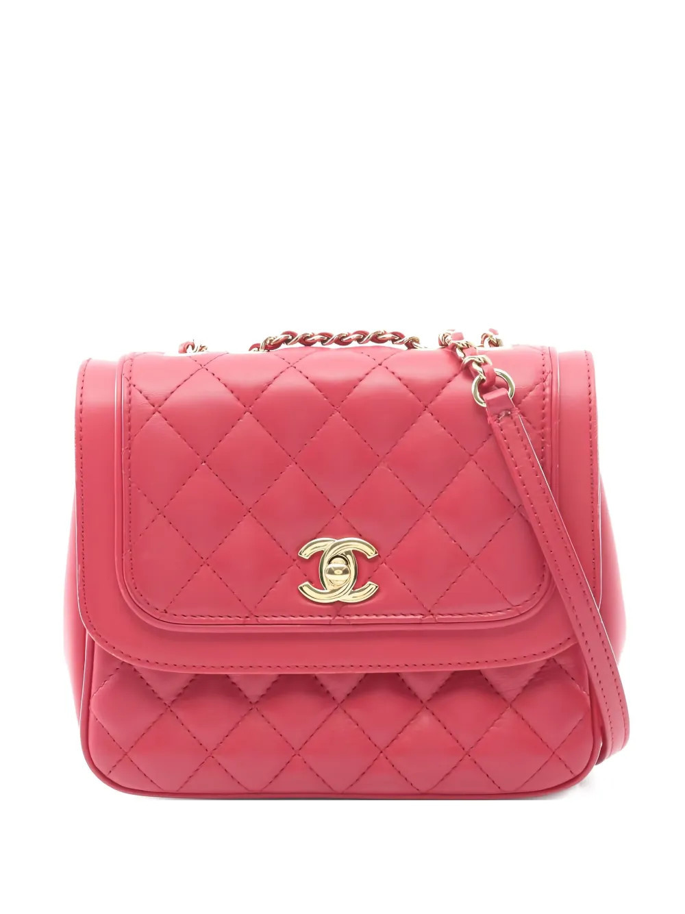 CHANEL Pre-Owned 2018-2019 Lovely Day quilted chain-link mini bag - Pink | Farfetch Global