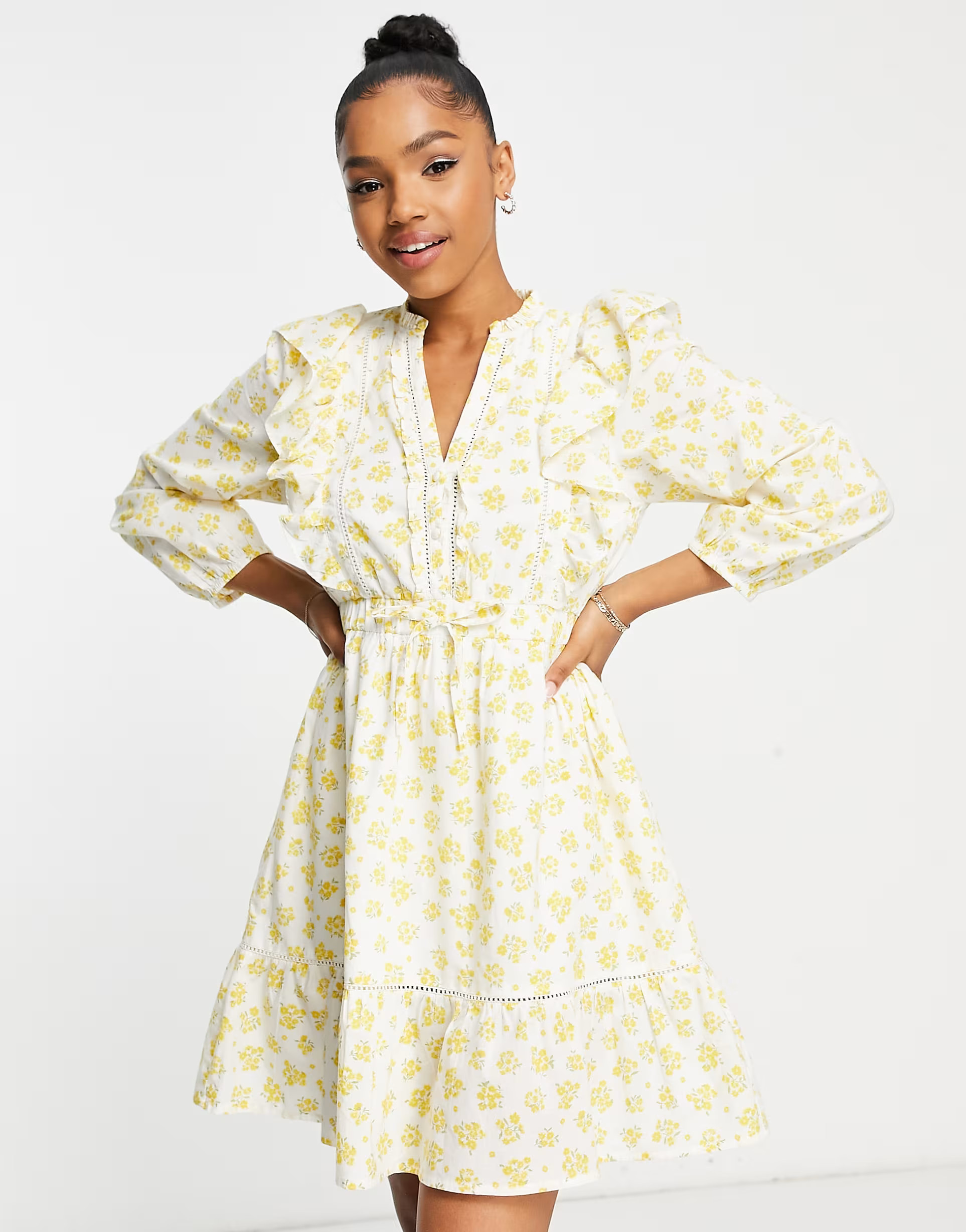 Nobody's Child Stevie floral mini dress in yellow | ASOS (Global)