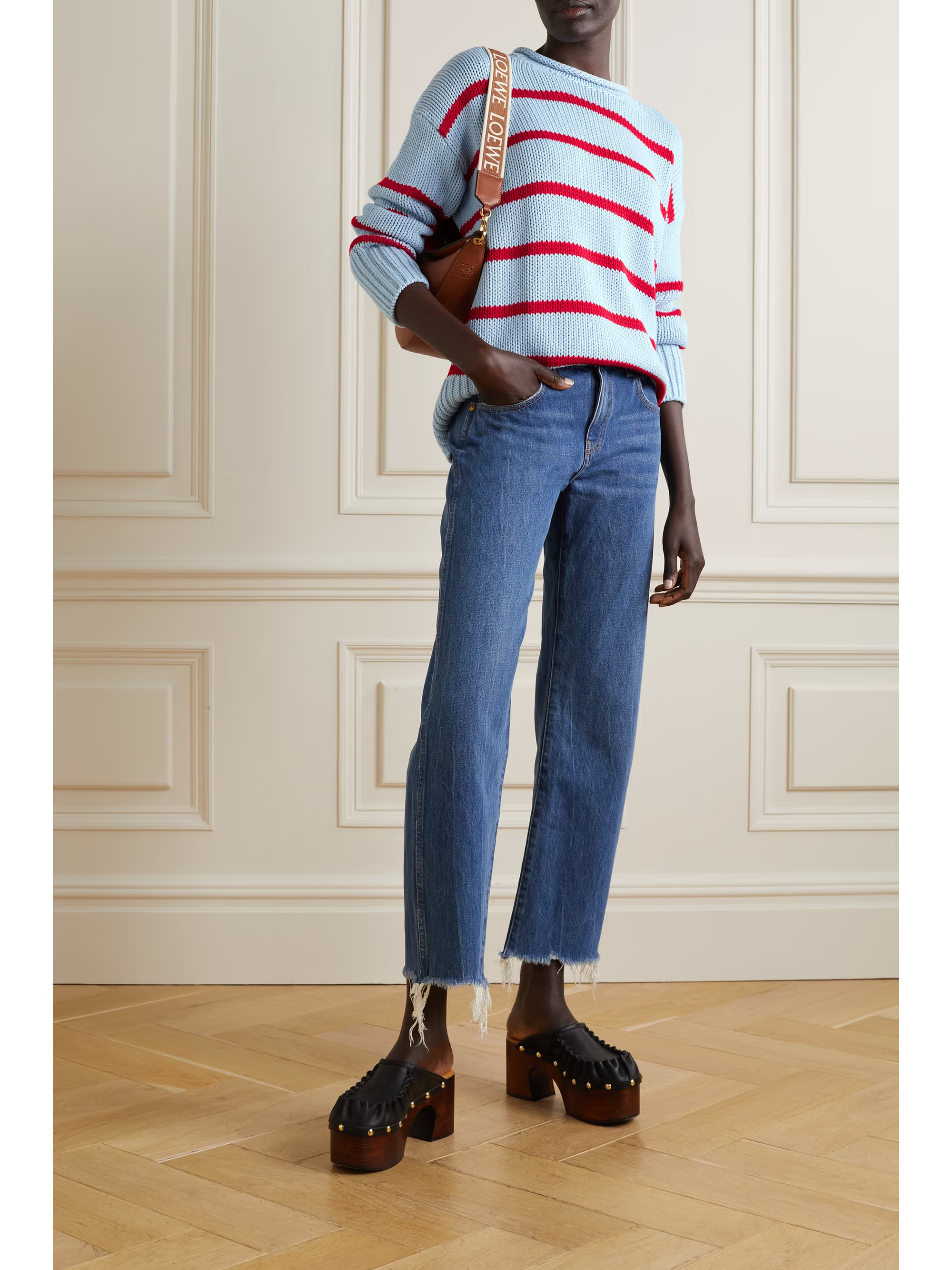Sky blue Marina striped cotton sweater | LA LIGNE | NET-A-PORTER | NET-A-PORTER (US)