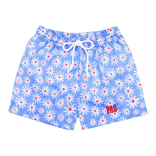 Red, White And Blue Daisy Print Swim Trunks | Cecil and Lou