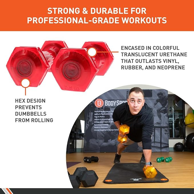 Body Sport Urethane Aerobic Dumbbells Pair, Premium Hand Weights with Solid Steel Core & Ergonomi... | Amazon (US)