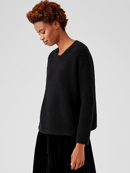 Cashmere Silk Bliss Crew Neck Top | Eileen Fisher