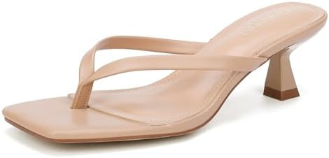 Kitten Flip Flop Thong Low Heels for Women Square Open Toe Slip On Heeled Sandals | Amazon (US)