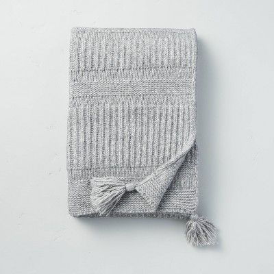 Textured Chunky Knit Throw Blanket Heather Gray - Hearth & Hand™ with Magnolia | Target