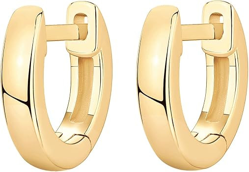 PAVOI 14K Gold Plated 925 Sterling Silver Post Ultra Thick Huggie Earring | Women's Mini Hoop Ear... | Amazon (US)
