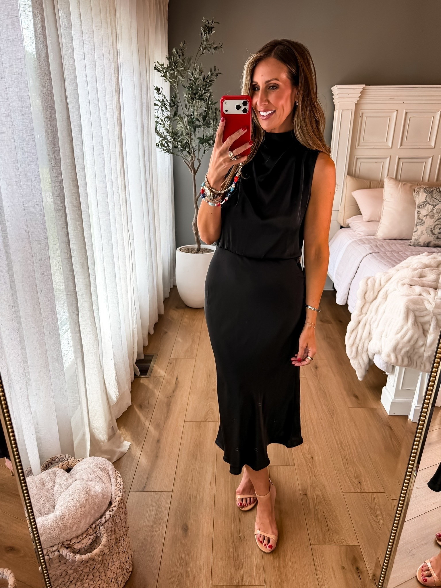 A black midi dress that does all the work. The draped neckline and softly bloused waist give this one such a pretty shape for dinner, weddings, or any night you want to dress up.

black midi dress, little black dress, draped neck dress, date night dress, wedding guest dress, fall dress, black satin dress, midi dress outfit, dinner outfit, classic black dress, TheMomInStyle

#LTKSeasonal #LTKootd