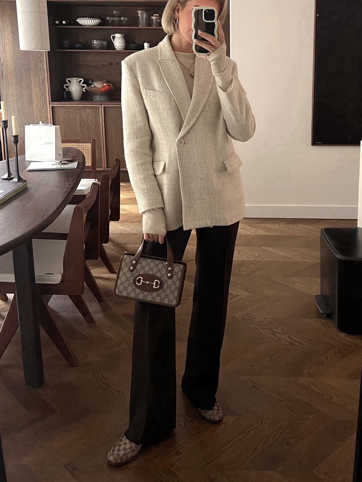 outfit inspiration, outfit of the day, autumn outfit, Gucci, Gucci loafers, Iro blazer, Vestiare collective, brown trousers, Arket, COS, horsebit 1955 mini handle bag, Nederland. 

#LTKSeasonal #LTKstyletip #LTKeurope