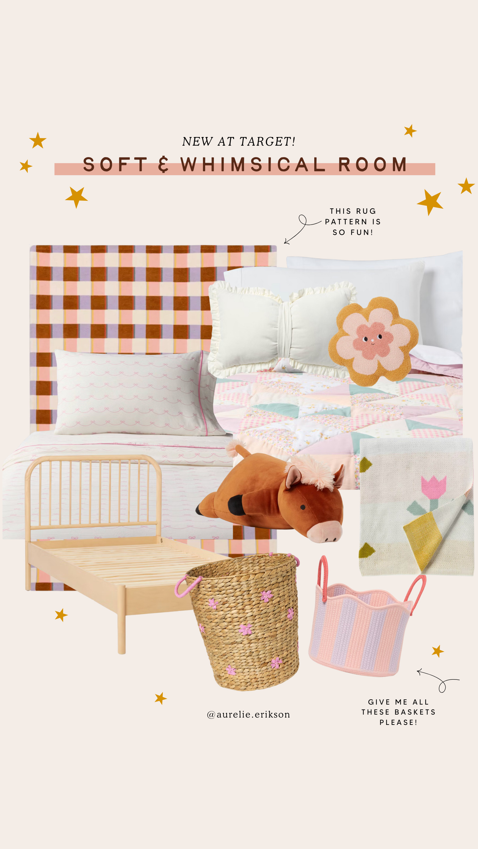 Soft and Whimsy girls' bedroom by Pillowfort at Target! The patterned rug and beautiful patchwork quilt MAKE it. 

 #LTKHome #LTKFindsUnder50 #LTKKids