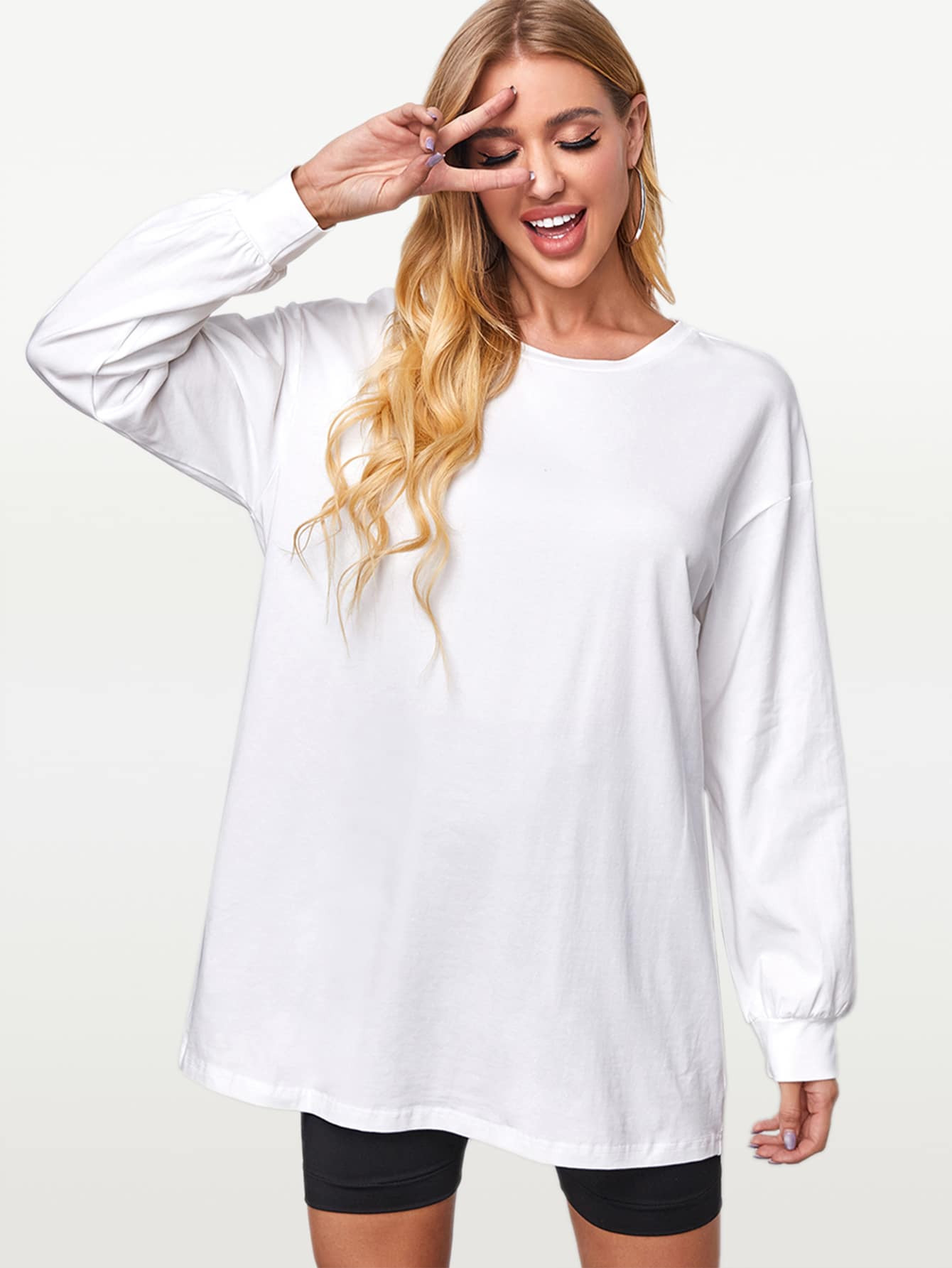 SHEIN BASICS Drop Shoulder Solid Top | SHEIN