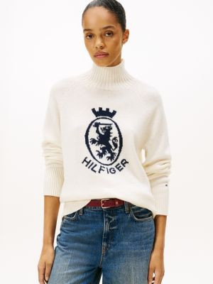 Intarsia Crest Logo Wool-Blend Sweater | Tommy Hilfiger | Tommy Hilfiger (US)