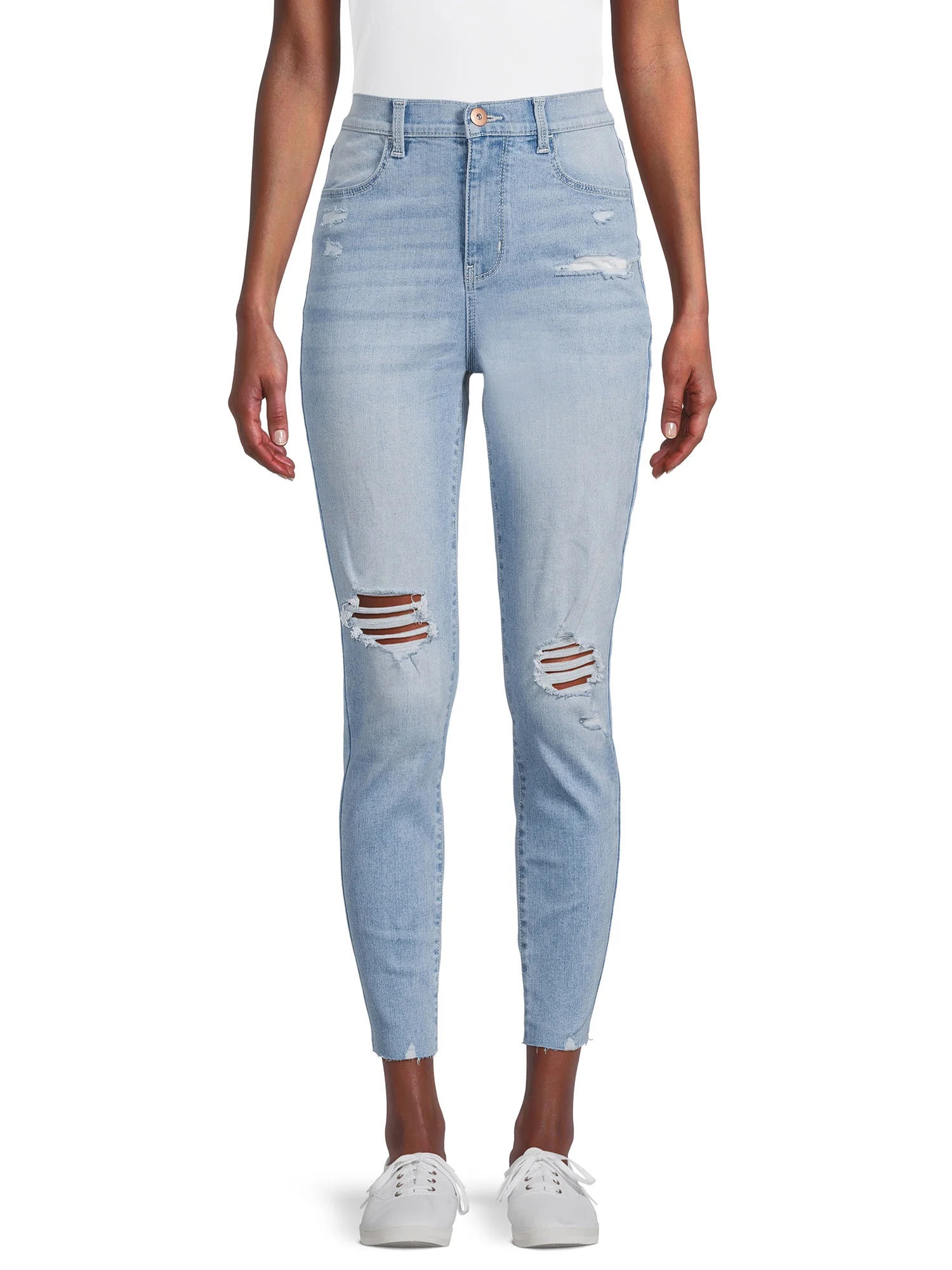 No Boundaries Juniors Destructed Curvy Slim Jeans | Walmart (US)