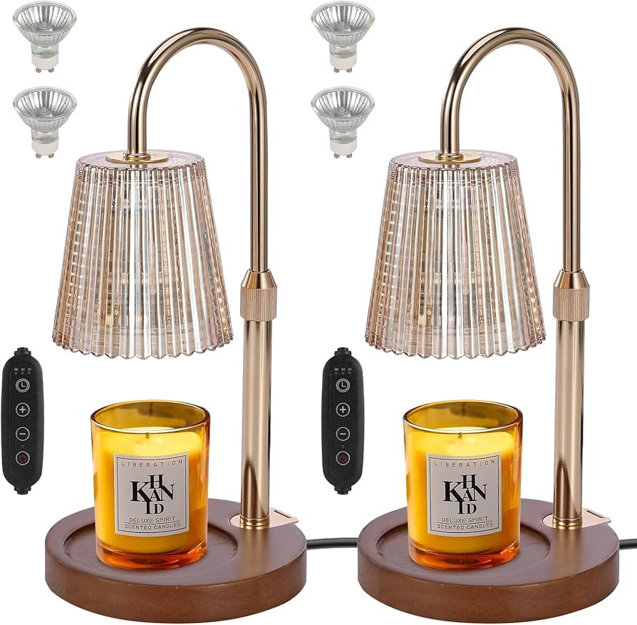 2Pack Candle Warmer Lamp with Timer Dimmer,Height Adjustable No Flame Candles Warming Light,Birth... | Amazon (US)