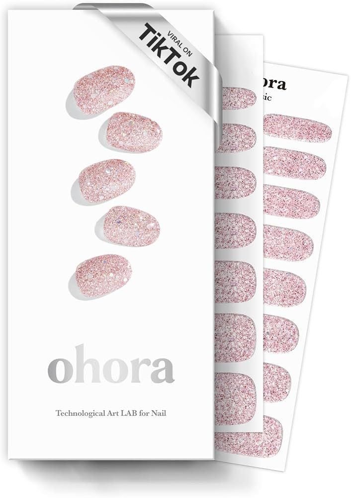 ohora Semi Cured Gel Nail Strips (N Pixie Dust) - Nude, Glitter, Works with Any UV/LED Nail Lamps... | Amazon (US)