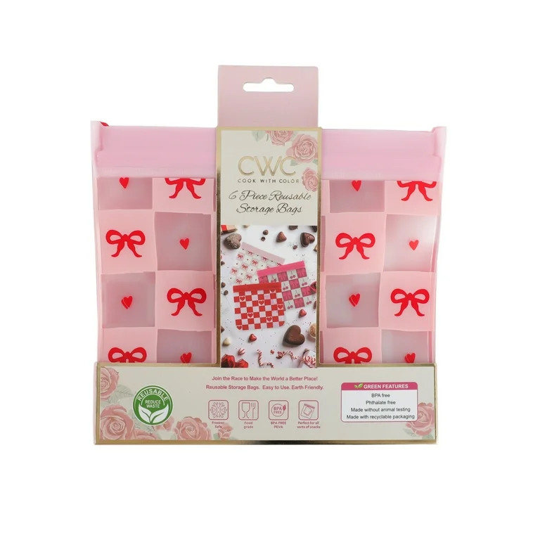 Cook with Color, Reusable Snack Bags, Printed PEVA Food Storage Bags, Set of 6, Best Used for Sna... | Walmart (US)