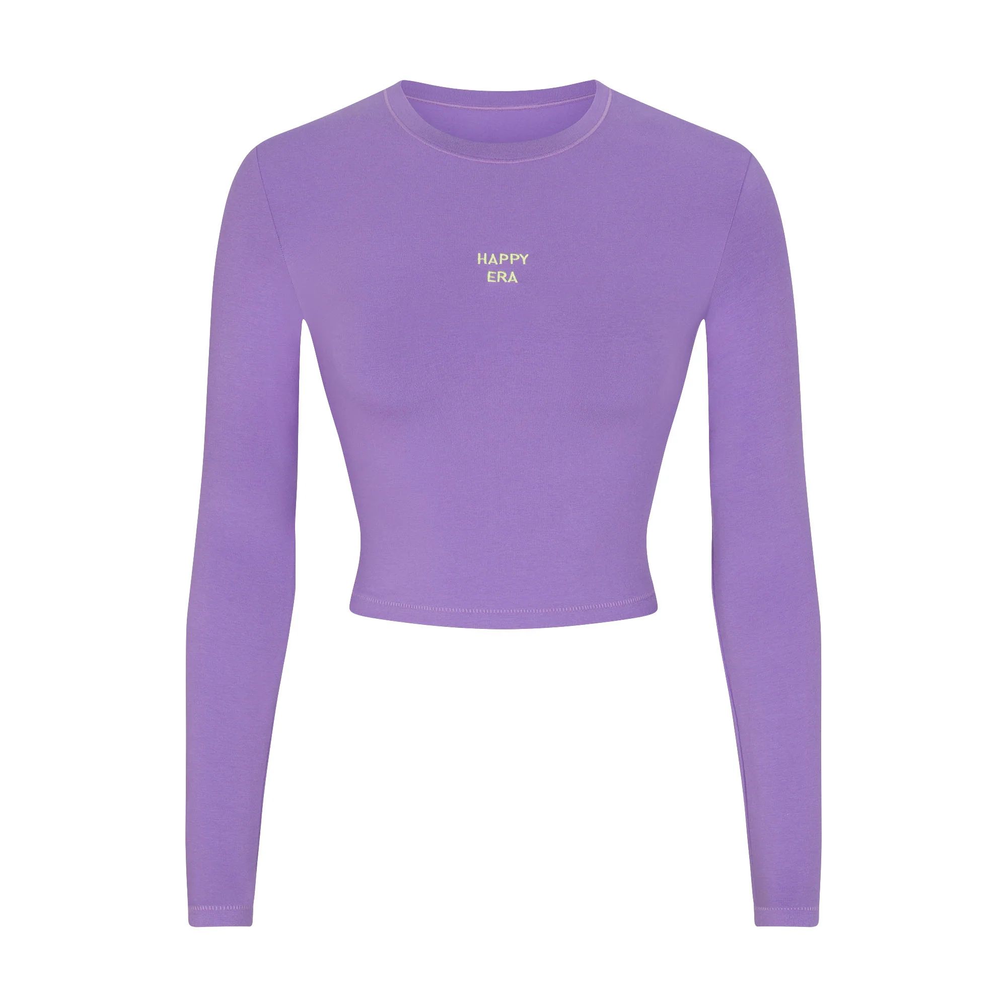 COTTON JERSEY LONG SLEEVE CROPPED T-SHIRT | ULTRA VIOLET | SKIMS (US)