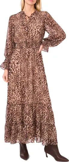 Leopard Print Long Sleeve Maxi Dress | Nordstrom