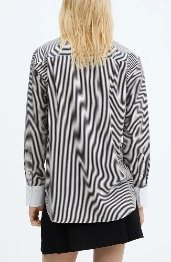 MANGO Stripe Contrast Button-Up Shirt | Nordstrom | Nordstrom