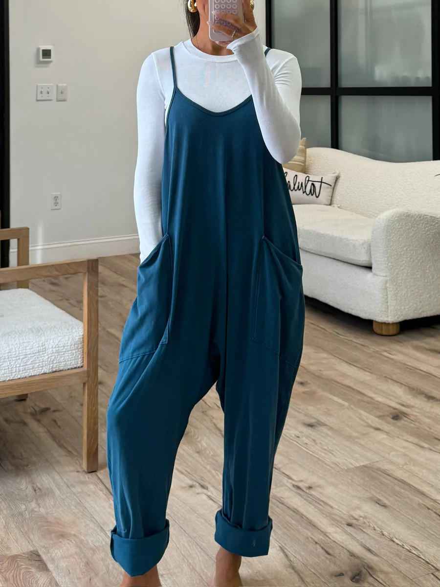 Owen Mineral Wash Jumpsuit | Teal | Talulah