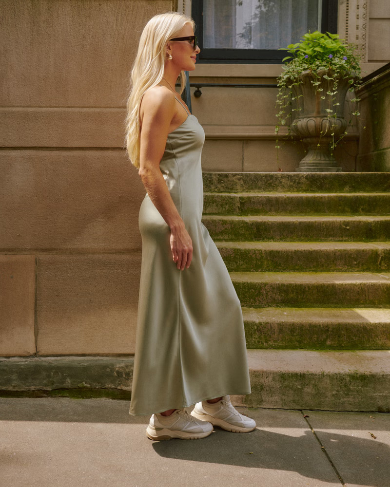 Satin Slip Midi Dress | Abercrombie & Fitch (US)