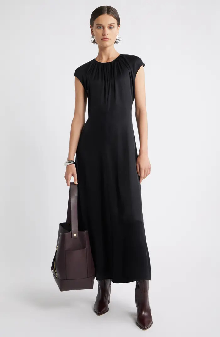 Shirred Cap Sleeve A-Line Dress | Nordstrom